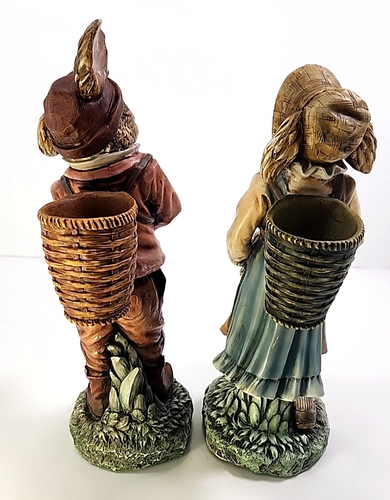 Vtg Henri Chrisdon Mr and Mrs Rabbit with Baskets Resin Figurines 2002 SEE READ! - Picture 5 of 23