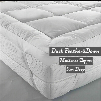5 cm tiefe Matratze Topper Schutz Ente Feder & Daune Single Doppel King S-King