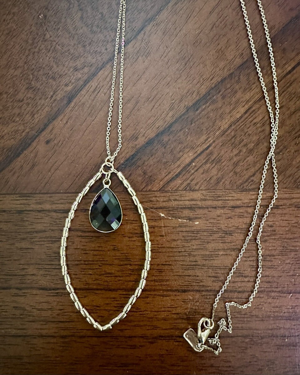 vanessa mooney gold tone pendant necklace with blue green stone