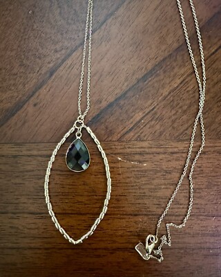 vanessa mooney gold tone pendant necklace with blue green stone