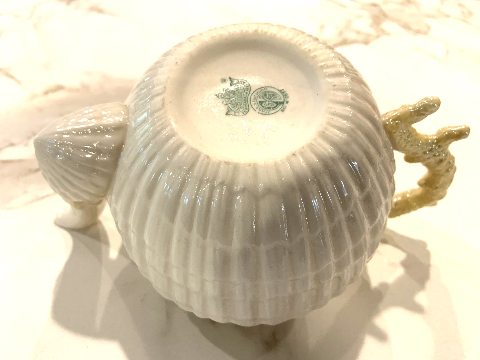 Belleek LIMPET WHITE 4 Cup Teapot with Lid 5th Green Mark c. 1955 eBay