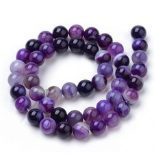PURPLE BANDED AGATE ROUND GEMSTONE BEADS 4mm Beads JEWELLERY MAKING 15"