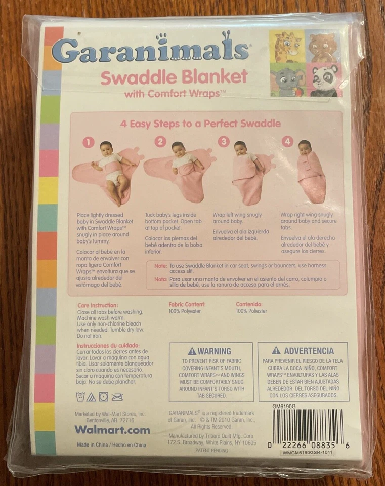 NUEVO EN CAJA Manta Garanimals Rosa Niña Con Envolturas Cómodas 7-14 lb Foto 2 de 4
