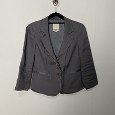 Rebecca Taylor Women  s Gray Linen Blend Blazer Jacket Size 6.