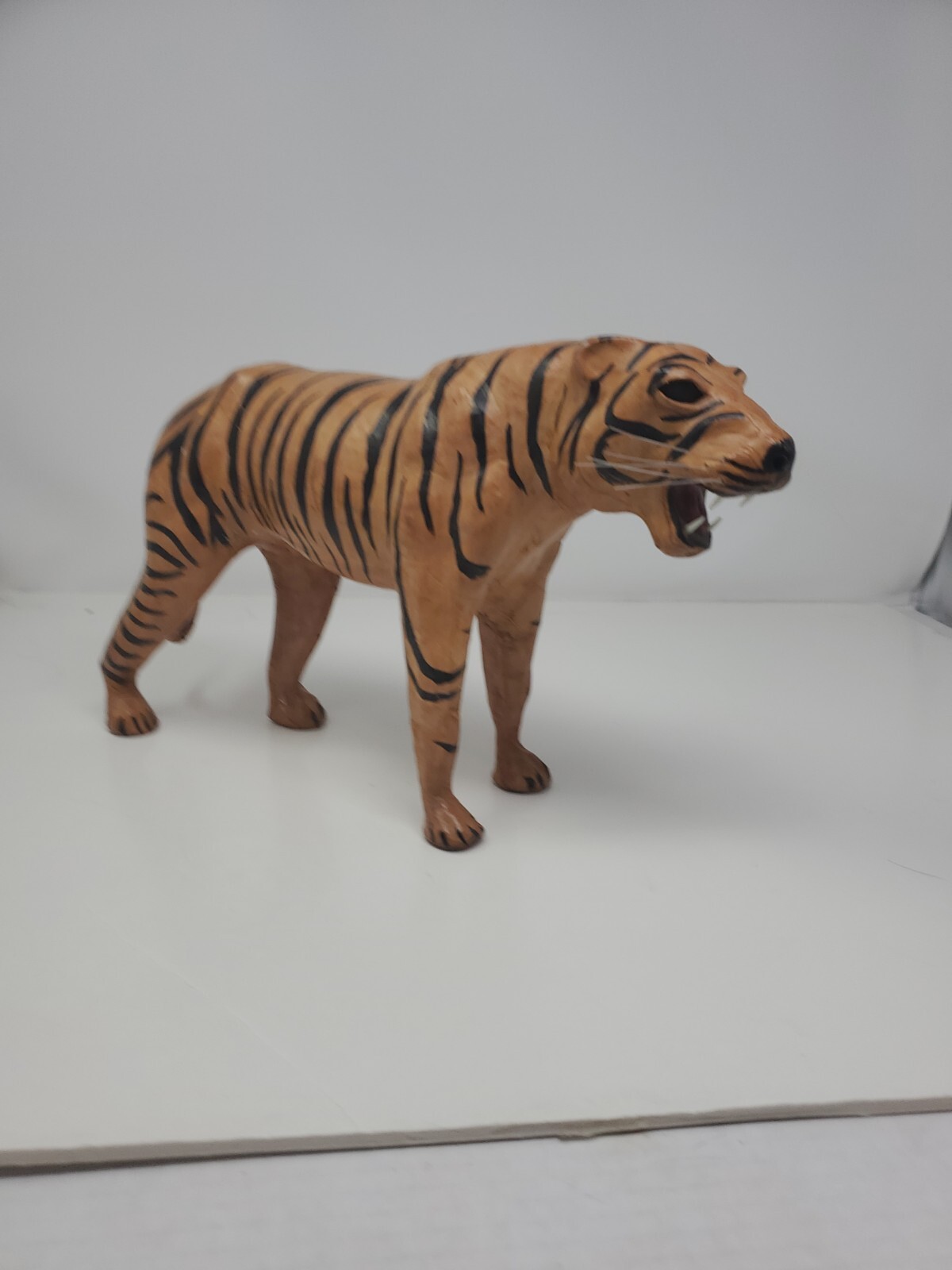 Vintage Large Leather Wrapped Hand Painted Bengal Tiger 13