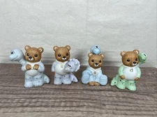 Vintage HOMCO Bear Cubs in Dinosaur Pajamas Figurines #1438 Set of 4 EUC