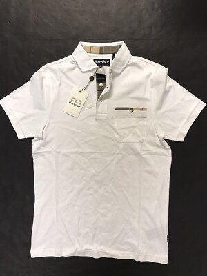 Barbour Corpatch Polo Shirt White Size Small NEW