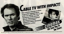 1985 Vintage Print Ad Cable TV With Impact Cinemax Sudden Impact Yentl Eastwood