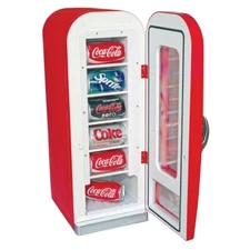 Retro Coca Cola Vending Fridge 10 Can Machine Mini Soda Refrigerator Coke Cooler