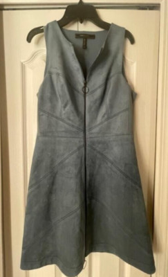 BCBG Maxazria Dress Women's Blue ALAINA Faux Suede Zip Front $268*-Size 4-Fast