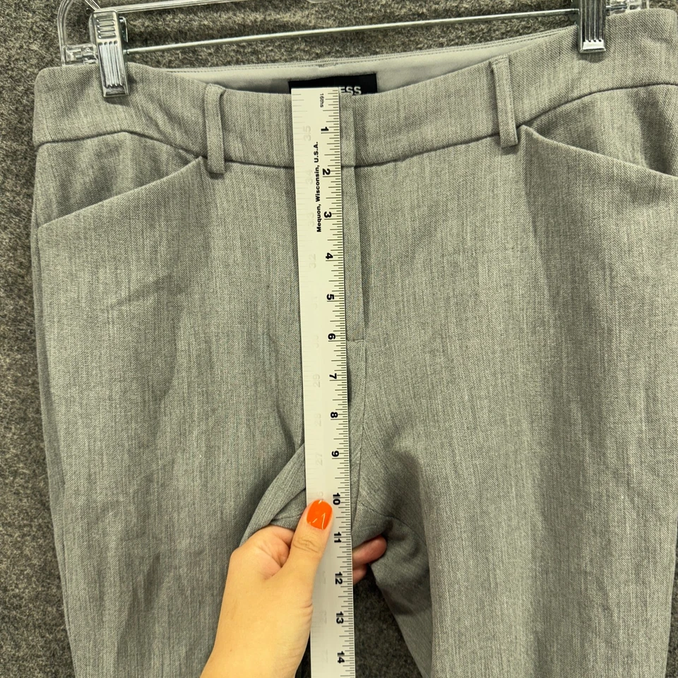 Pantalones Express para mujer 6 grises tiro medio ajustados elásticos bolsillos delanteros planos algodón Foto 4 de 4