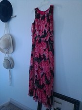 Eliza J Size 6 Petite Hot Pink And Black Floral Gown Floor Length Maxi DRESS