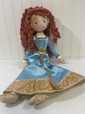 Disney Store Merida 20in Plush Doll Brave Blue And Gold Dress