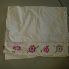 The Company Store Kids "Embroidered Flowers/Ladybugs" Twin Flat Sheet