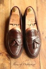 Crockett & Jones Cordovan Burgundy Leather Tasselled Shoes Loafers Mens UK 8.5