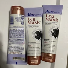 3-PK Nair Beauty Treatment 3 in 1 Leg Mask, Brighten & Smooth + Charcoal, 8oz
