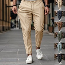 Men's Solid Color Slim-Fit Casual Pants