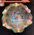MILLERSBURG GREEN CARNIVAL GLASS “PEACOCK & URN” GIANT COMPOTE – AS IS