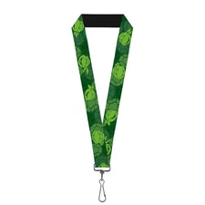 Buckle Down Lanyard-1.0"-Classic TMNT Turtle Faces2 Greens One Size Multicolor