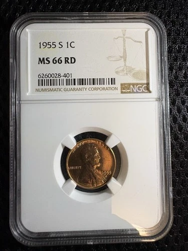 1955-S Lincoln Wheat Cent 1c MS66 RD NGC