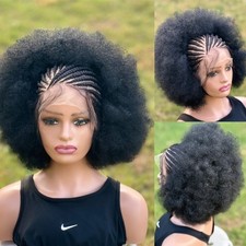 Braided handmade cornrow Afro wig. Made on a full lace wig.length is 10  long. Wo