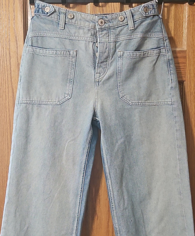 Free People Light Blue Wide-Leg Button FlyJeans with Patch Pockets for Women