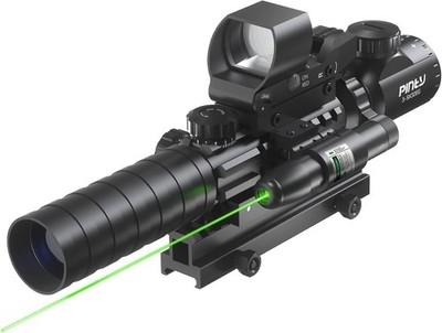 4-in-1 Gun Sight Reflex Dot Laser Scope Optics Rifle Shotgun Firearm Red Green