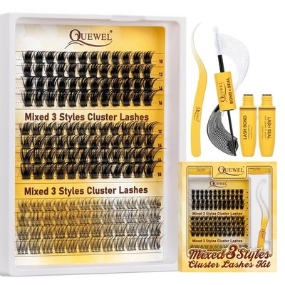 Lash Clusters Kit Multi-type Mixed Eyelash Clusters 176Pcs with Lash Bond and...