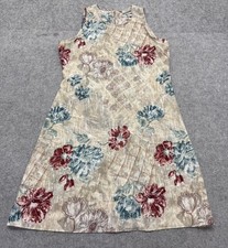 Vintages 80/90’s Joni Blair Women Dress Size 13/14 Beige Floral Print Sleeveless