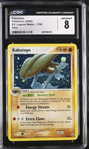 CGC 8 Kabutops 7/92 2006 EX Legend Maker Holo English Pokemon Card