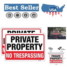 Weatherproof No Trespassing Sign, 10x14 Inch - Heavy Duty Rust-Free Aluminum