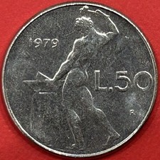 Moneta 50 LIRE ( 1979 ) Vulcano Italia Repubblica Italiana Circolata • BB+