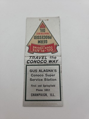 Gus Alagna's Conoco Super Station Champaign Illinois Matchbook Cover