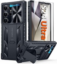 Samsung Galaxy S24-Ultra Case Rugged TPU Shockproof Cover with Kickstand Black