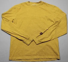 American Giant Shirt Mens Small Yellow Long Sleeve Crewneck Made In USA Cotton