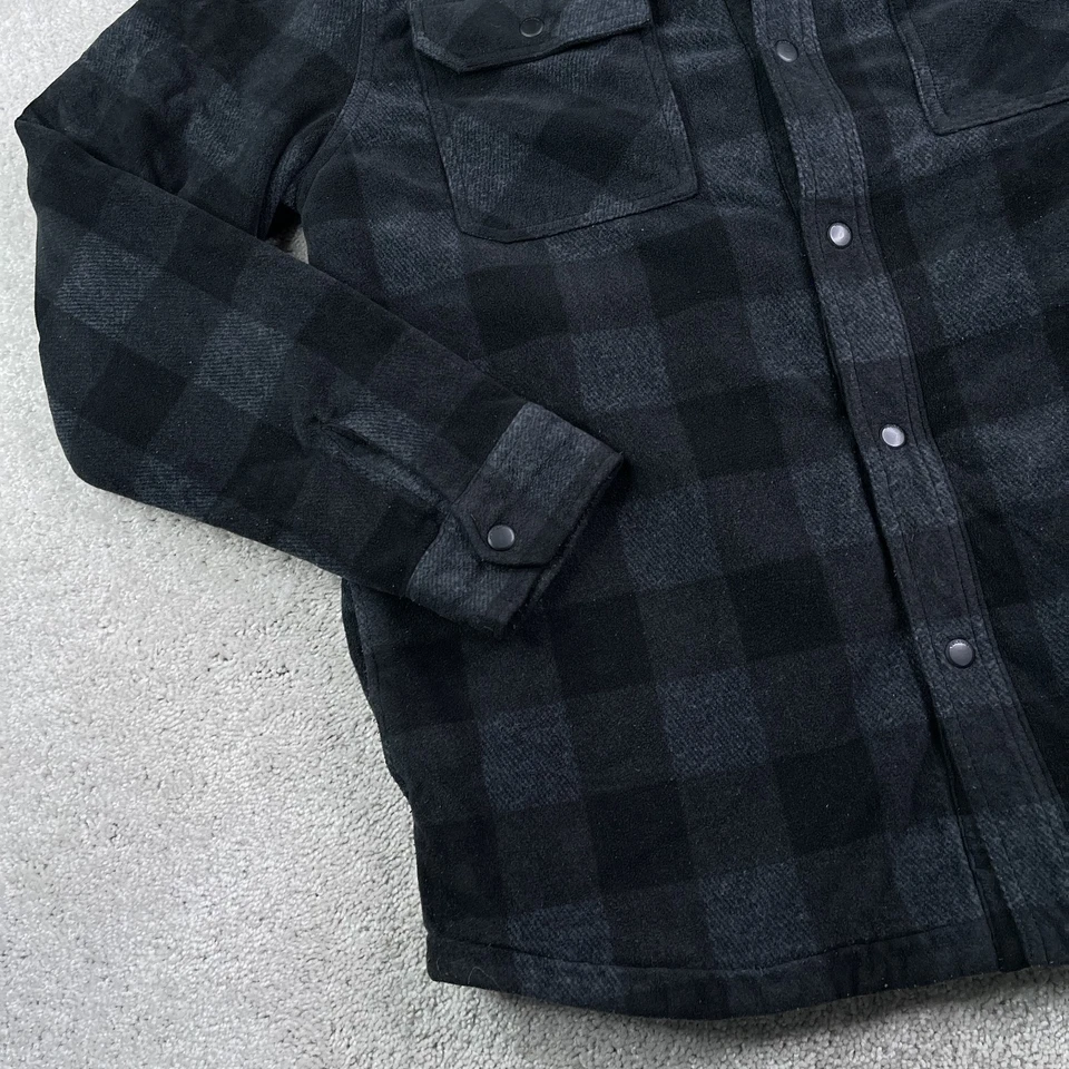 Chaqueta Camisa Volcom Para Hombre XL Negra Gris Búfalo Cuadros Polar Acolchada Chamarra Foto 4 de 4