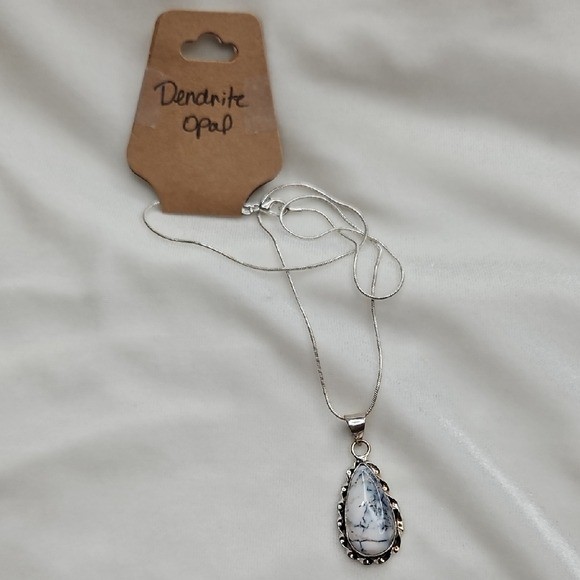 Dendrite Opal Teardrop Shape Natural Gemstone Pen… - image 1