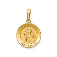 14k Yellow Gold Saint Joseph Medal Pendant Catholic Charm Religious Necklace Fai