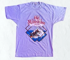 Deadstock Vtg Old Milwaukee Beer Single Stitch T Shirt 80s Screen Stars Promo L