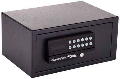 Black Steel Safe with Card Swipe Reader and Digital Keypad Lock, Small Safe w...