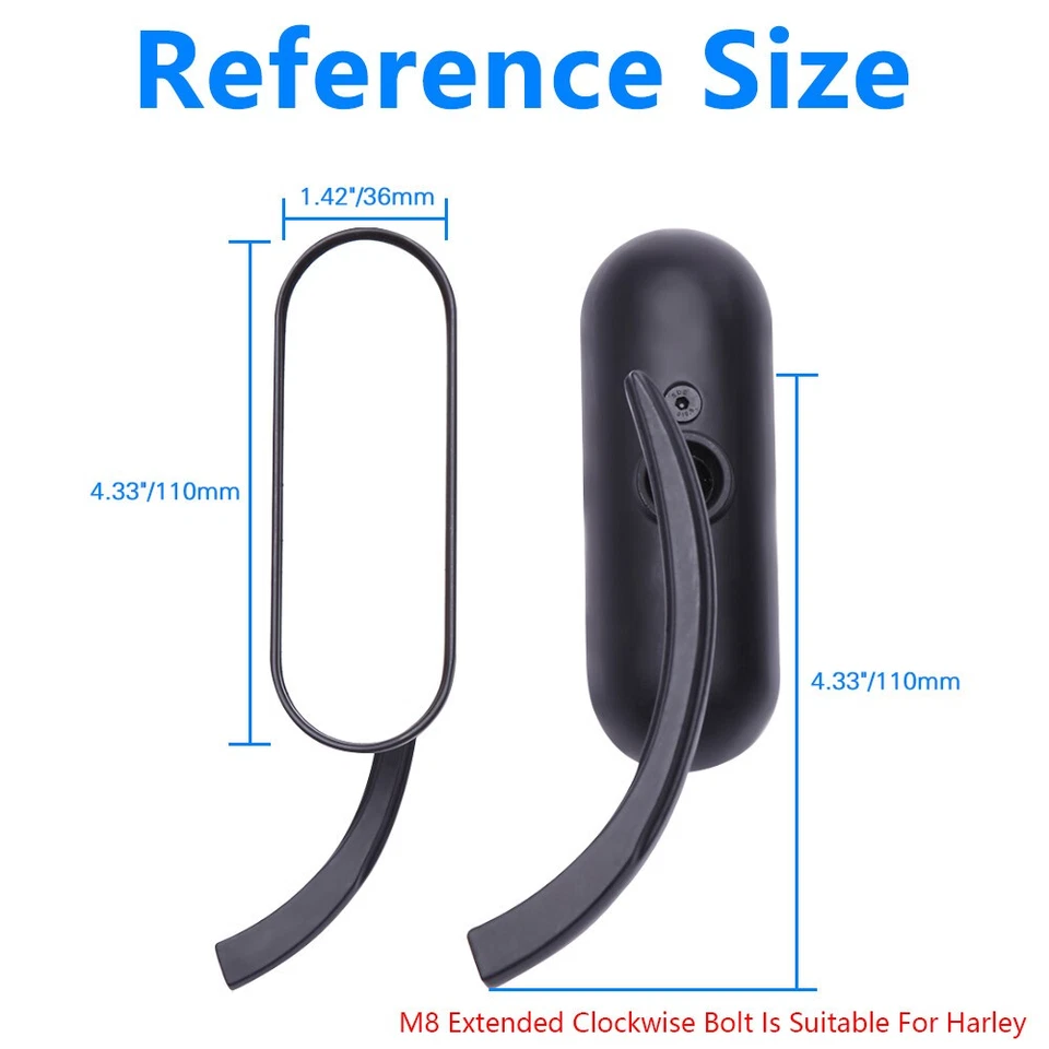 Черные боковые зеркала заднего вида для мотоцикла Harley Davidson Road King Custom Dyna - Изображение 3 из 4