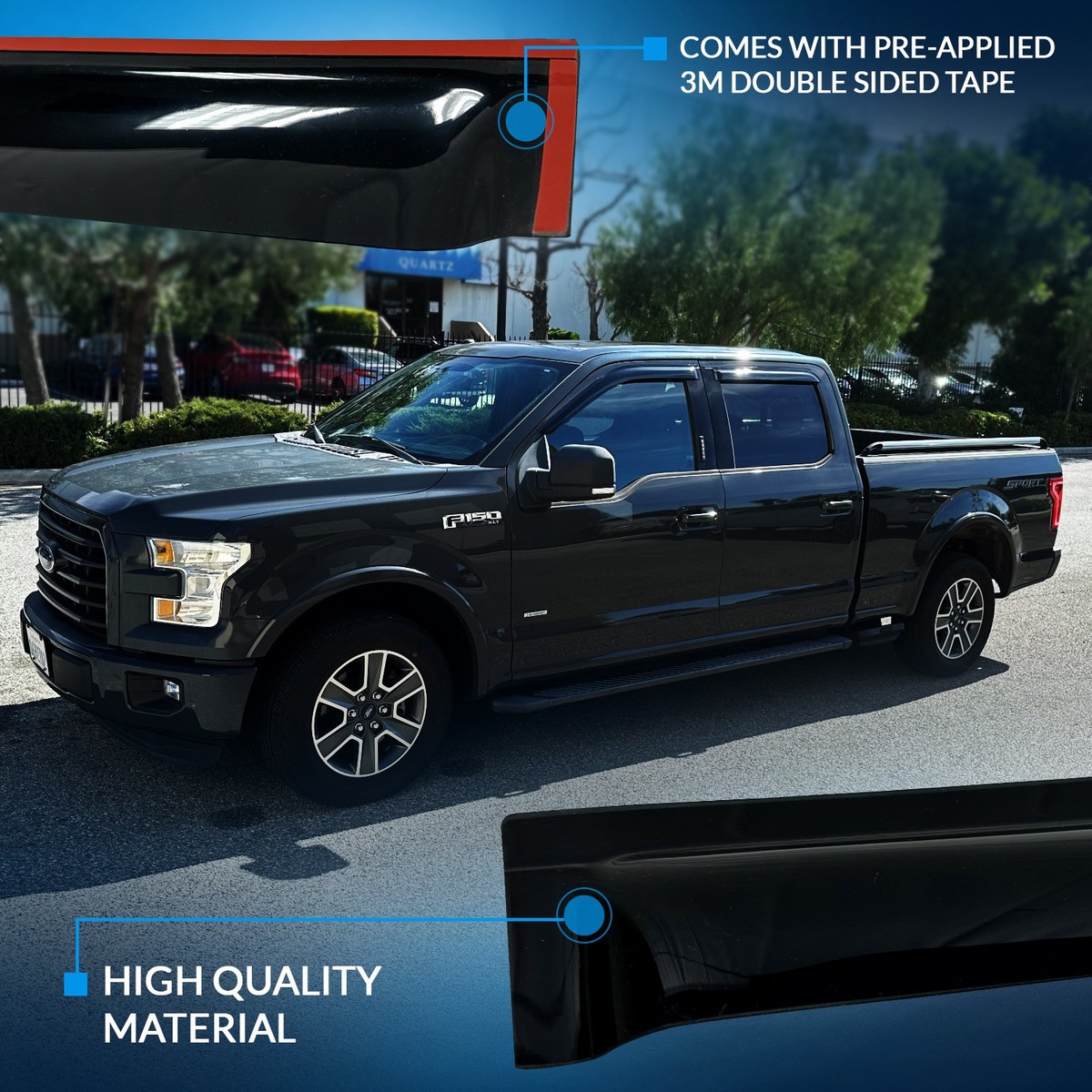 Smoke Window Rain Guards – Fits Honda CR-X Coupe 1988-1991 – 2-Piece Set – Self-Adhesive – No Drill