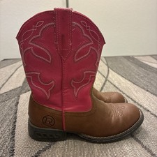 Roper Little Kids Pink Light Up Cowboy Boots Square Toe Size 10