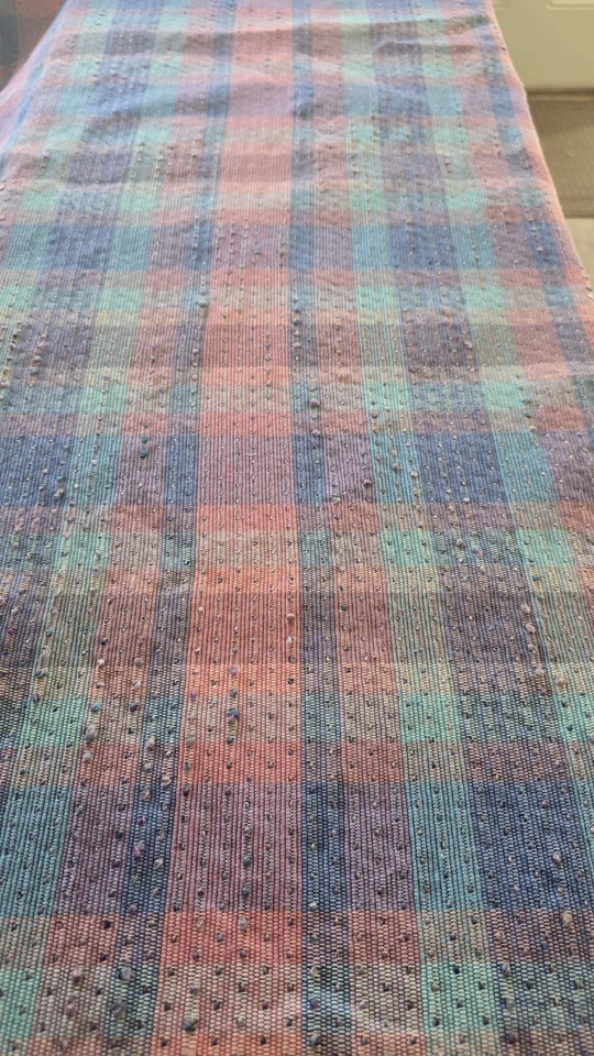 Kravet Dimpled Textured Heavy  Upholstery Fabric Plaid Pink Blue 57 Wide 8.9 Yds - Image 4 of 4