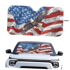 American Flag Eagle Sun Shade - Front Windshield Windshield Print Sun Visor