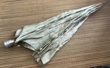 Vintage Antique Silk UMBRELLA To Restore, Pale Green  Cream, Victorian Style