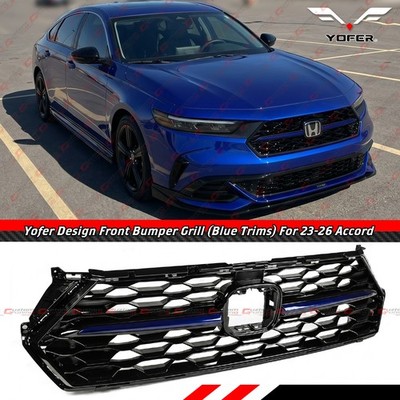 For 2023-26 Honda Accord Yofer Black Front Mesh Grill Grille - Still Night Pearl