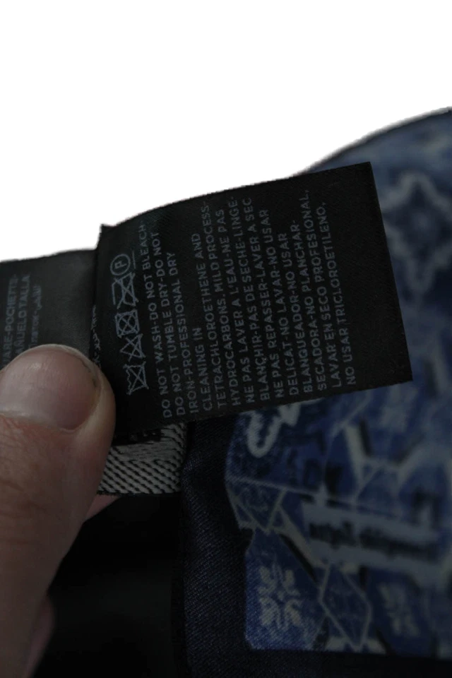 Ermenegildo Zegna Mens Silk Geometric Print Pocket Square Blue Size 12X12" - Image 4 of 4