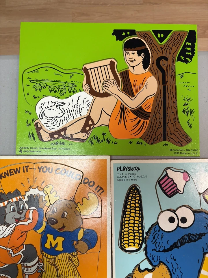 Lote de 15 puzzles de madera vintage PLAYSKOOL. 1973-1991. Plaza Sésamo. Otros. Foto 4 de 4