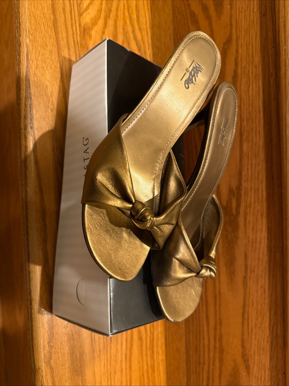 Mossimo Gold Metallic Knotted Slide Sandals | Size 8.5 | Dressy Open Toe Mule He